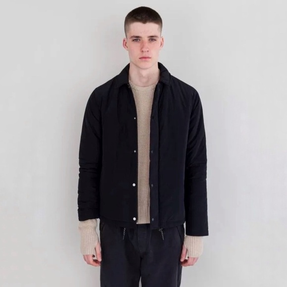 Folk Wadded Pebble Jacket Japanese Nylon Snap Zip Front Black Men’s XS - Picture 1 of 16